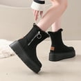 thumbnail image 2 of Sentmoon Bottes Femmes Bottines Femmes Mode Décontractée Hiver Confortables Bout Rond Semelle Épaisse Talon Épais Mode et Confortable Fermeture Éclair Latérale Bottes Courtes Chaudes, 2 of 10