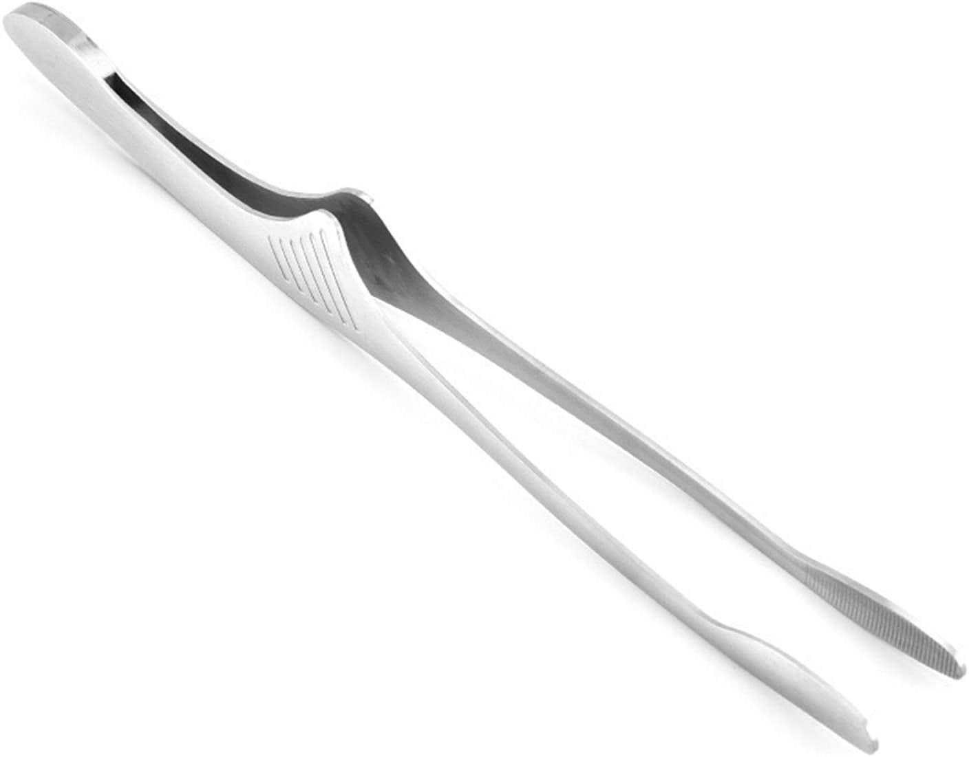 1X Barbecue Tongs Food Clip Stainless Steel Long Straight Tweezer Kitchen Silver 