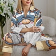 thumbnail image 4 of Goofa Hello Summer Cute Gnome Printed Women’s 2 Piece Pajama Set Super,Pajamas Women's Long Sleeve Sleepwear Soft Button Down Loungewear Pjs Lounge Set Nightwear-X-Large, 4 of 9