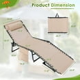 thumbnail image 5 of Devoko 2 Pieces Foldable Lounge Chaise 12 inch High 5-Position Adjustable Patio Lounge Chair Beach Pool Chaise,Biege, 5 of 7