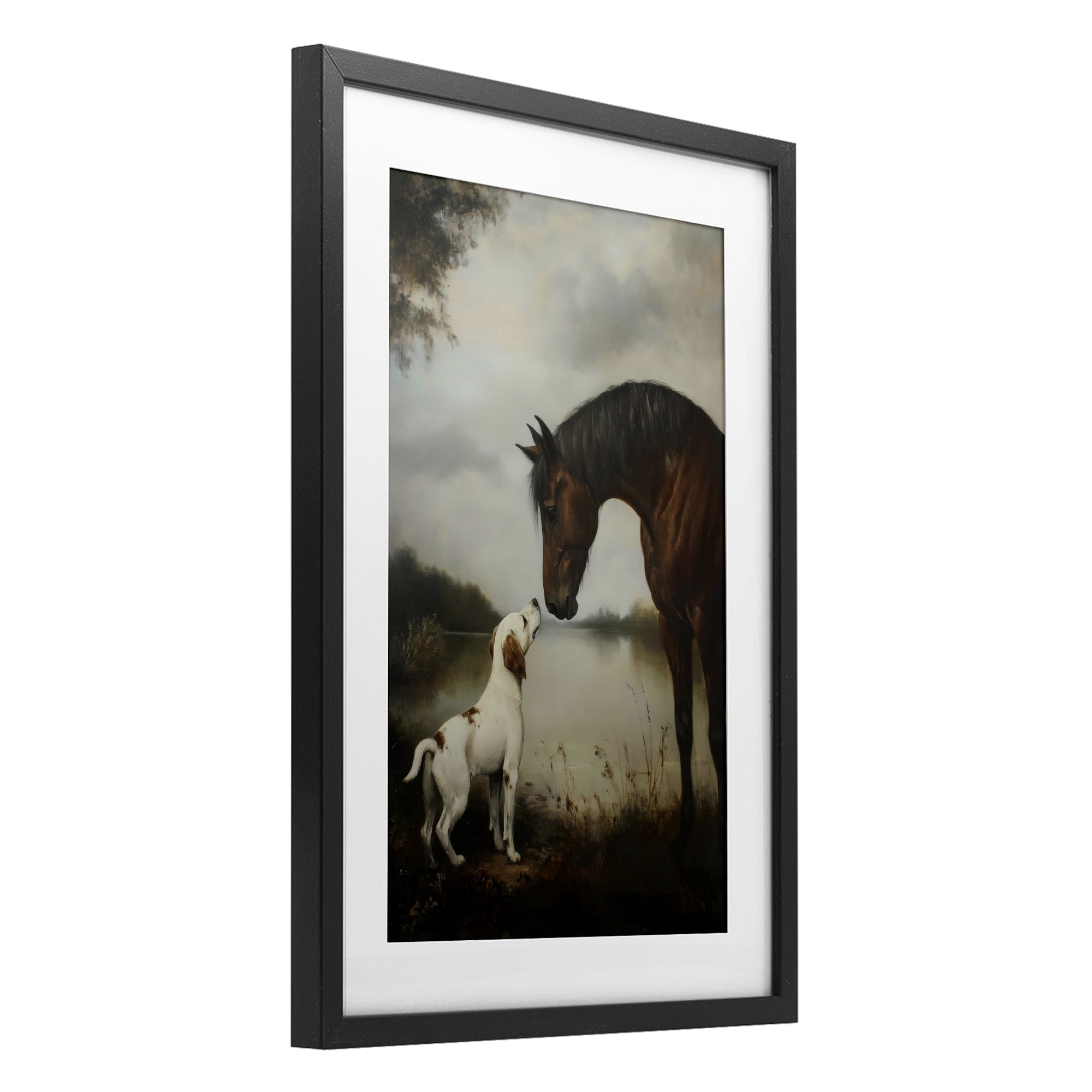 Stupell Industries Hound & Horse Companions Black Framed Print Under Glass, design by Petal Prints Design