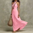 thumbnail image 6 of YuXingFu Summer Dresses for Women Maxi Halter Plus Size Womens Dress Sleeveless with Pockets Long Casual Summer Pink L, 6 of 6