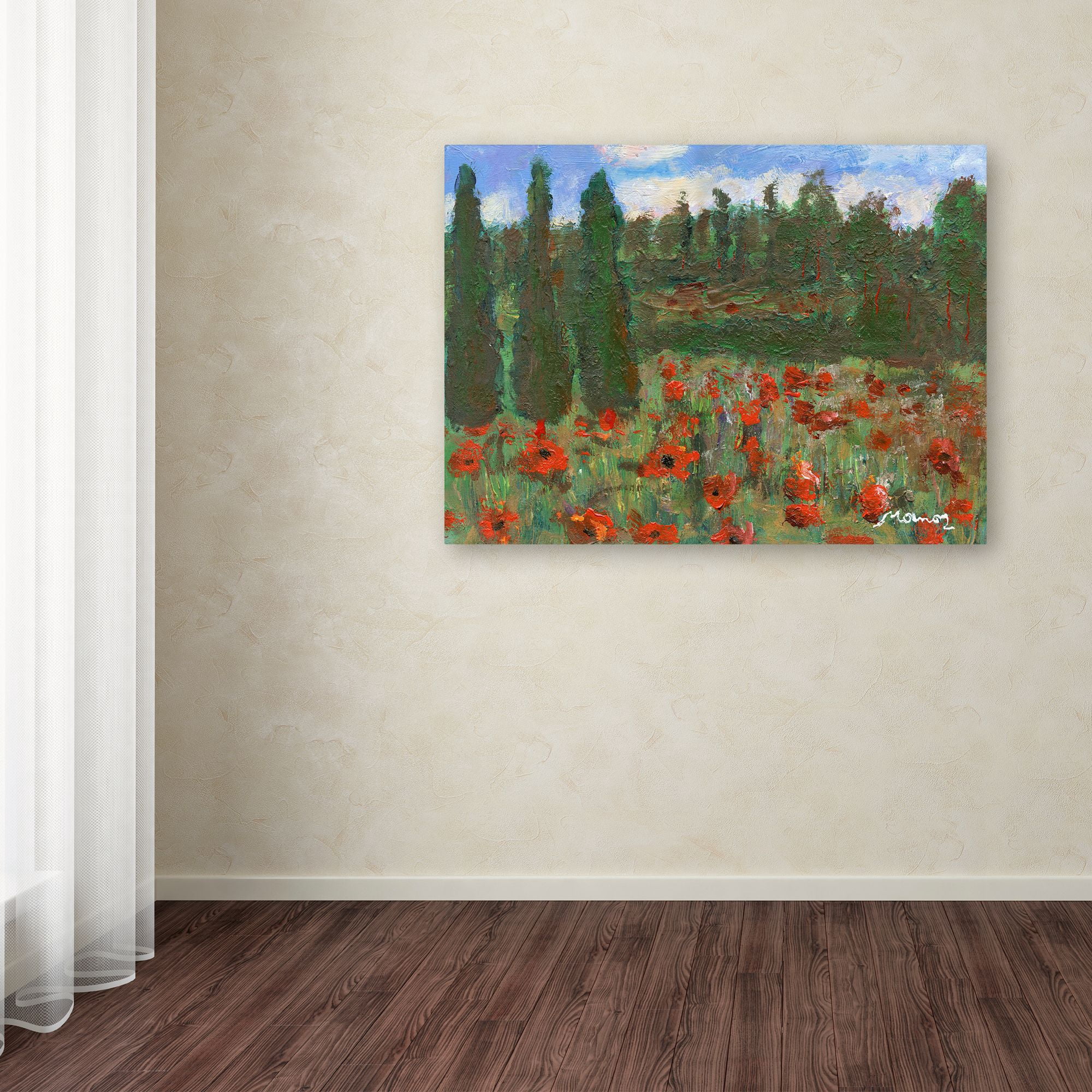 Trademark Fine Art "Red Poppies in the Wood" Canvas Art by Manor Shadian