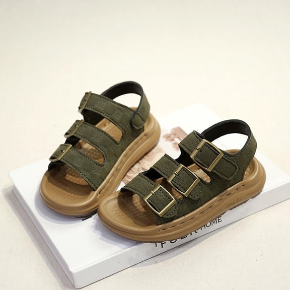 JUSLIO Sandals for Boys Kids Summer Beach Sandals, Toddler Non-Slip Soft Sole Casual Shoes Green 7