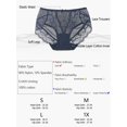 thumbnail image 5 of Unique Bargains Women's Plus Size Sheer Lace Trim High Rise Brief Stretchy Underwear Blue 1X, 5 of 6