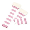thumbnail image 4 of Leg Warmers for Women Girl 80S Y2K Ribbed Striped Leg Warmer Fleece Plush Trim Knitted Christmas Socks Fall Winter Streetwear Striped Knit Leg Warmers Christmas Leg Sleeves Knee Length Leg Cover Sock, 4 of 4