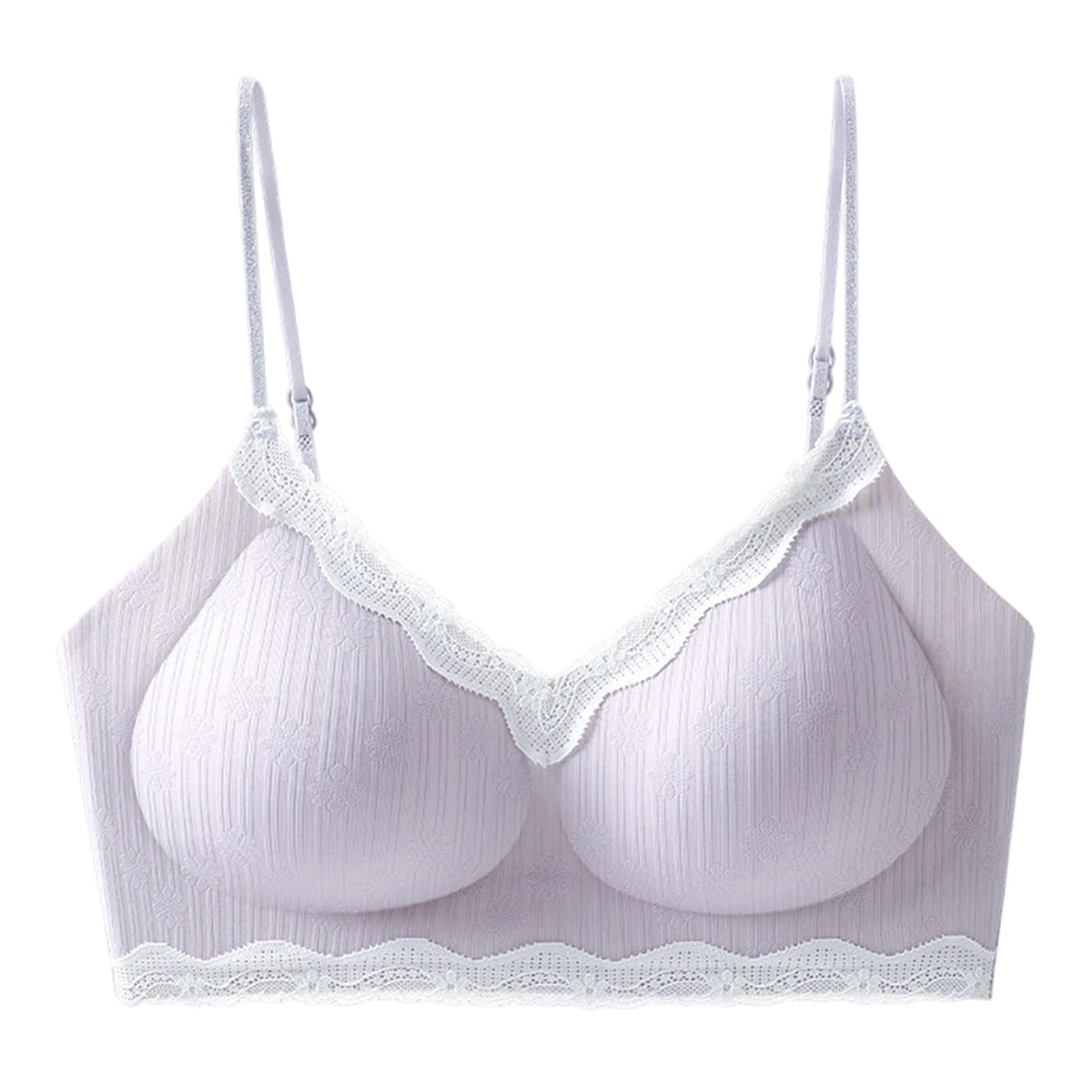 Xucatan Womens Wireless Push Up Bra, Floral Embroidered Trim Everyday Bra, Breathable Lightly Padded Bralette, Seamless Comfortable T Shirt Lingerie Gift