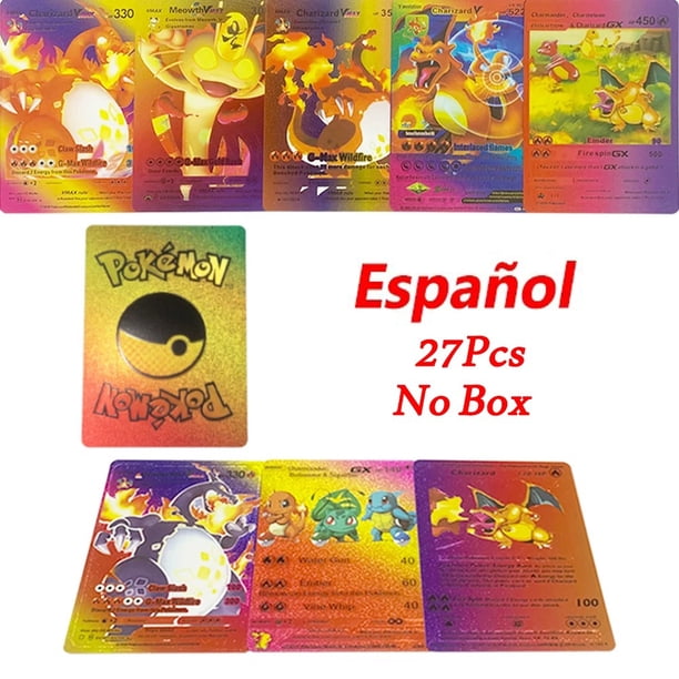 Cartas de Pokémon Pikachu para niños, colección de juegos de cartas de energía VMAX GX Vstar, español, francés, inglés, alemán, dorado, plateado y negro