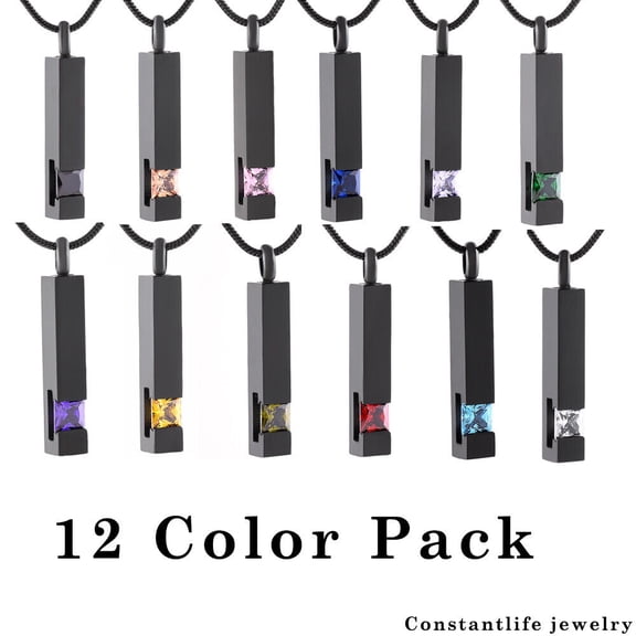 constantlife Rectangle Black Urn Necklace for Cremation Ashes Holder Necklace Memorial Jewelry