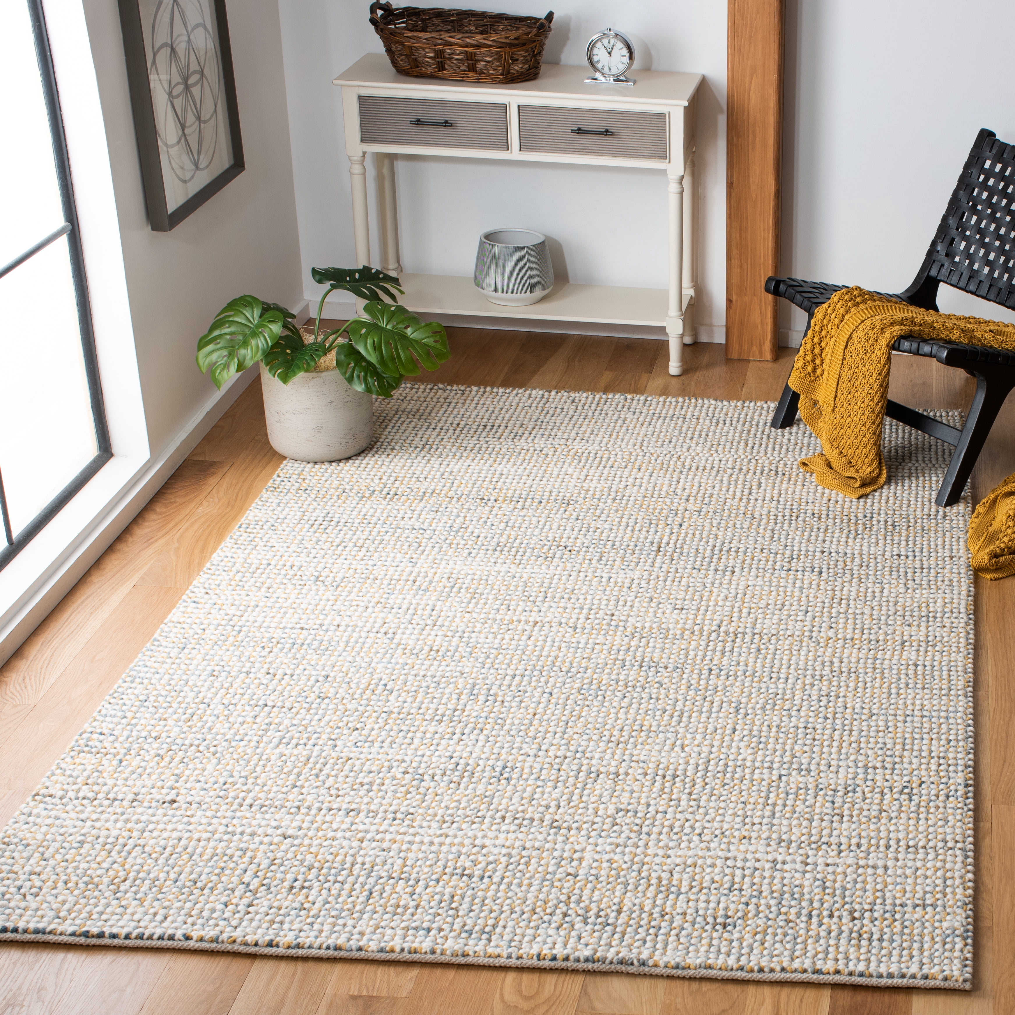 SAFAVIEH Vermont Windsor Solid Area Rug, Dark Gold/Blue, 6' x 6' Square