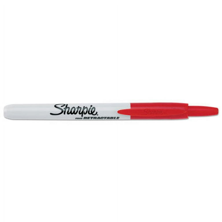Retractable Permanent Marker, Fine Bullet Tip, Red Retractable Permanent Marker, Fine Bullet Tip, Red