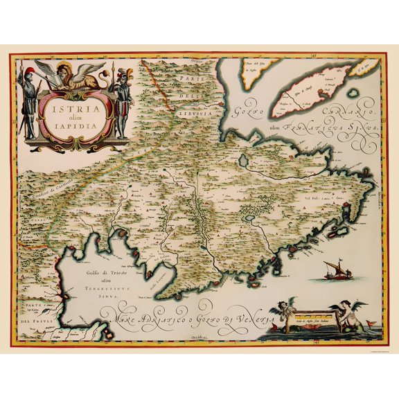 Historic Map - Istria Peninsula Croatia - Blaeu 1640 - Vintage Wall Art