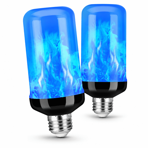 Upgraded LED Flame Light Bulb,4 Modes Fire Flame Light Bulbs with Upside Down Effect,E26 Base Flickering Light Bulbs for Halloween,Party,Outdoor,Indoor,Halloween Decor (2 Pack)
