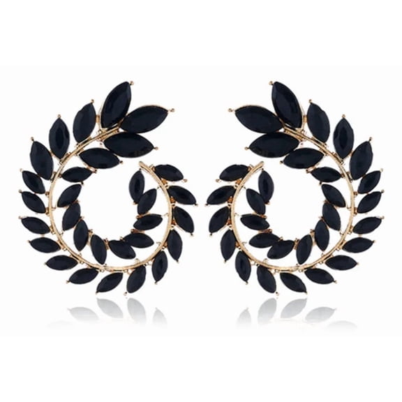 RubyLee Elegance Stud Black, Rhinestone Fashion Earrings, Stainless Steel, (Includes Jewelry Pouch), 2 in, 2 Count