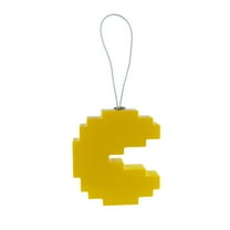 Pixil Pacman Decoupage Christmas Ornament, Yellow, Plastic, By ruz