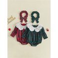 thumbnail image 3 of RUINIXCW Baby Girl Winter Outfits Long Sleeve Plaid Print Romper with Headband, 3 of 8