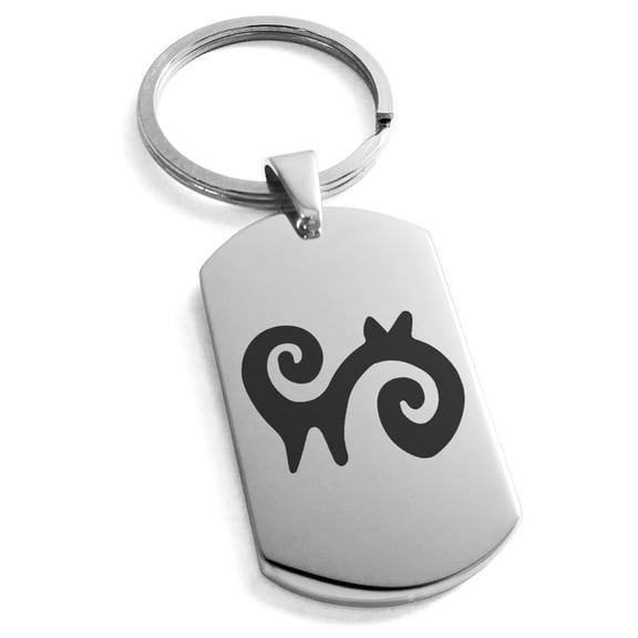 Tioneer Stainless Steel Aztec Energy Rune Engraved Dog Tag Keychain Keyring Premier