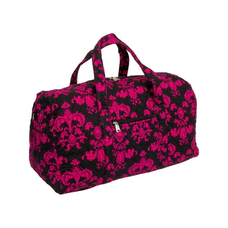 Silver Lilly Weekender Quilted Carry On Overnight Duffel Bag