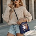 thumbnail image 4 of HELLHERO Fashion Sling Bag for Weekend Trips Daily Travel, PU Leather Durable Lightweight Satchel Bag, Lion Profile Navy, 4 of 7