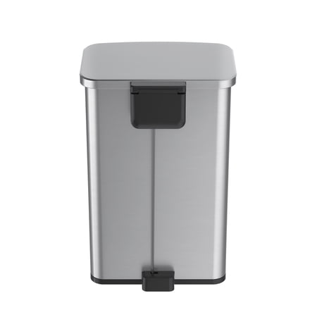 BETTER HOMES & GARDENS KITCHEN TRASH CAN, 13.2 GALLON STAINLESS STEEL STEP GARBAGE BIN WITH SOFT CLOSE LID, SILVER