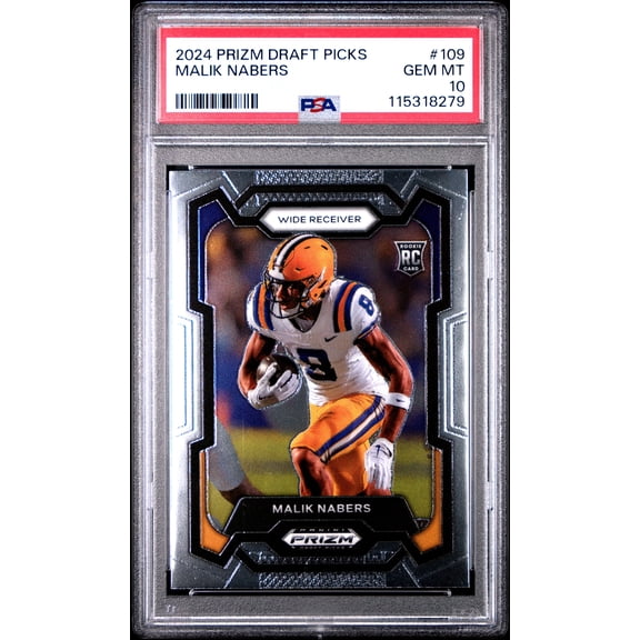 Graded 2024 Panini Prizm Draft Picks Malik Nabers #109 Rookie RC Football Card PSA 10 Gem Mint