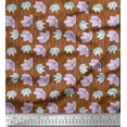thumbnail image 1 of Soimoi Brown Silk Fabric Stripe & Floral Print Fabric by Yard 42 Inch Wide, 1 of 3