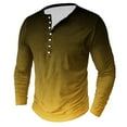 thumbnail image 2 of Dagegui Mens Tie Dye Long Sleeve Shirt Henley Shirts Gradient Color Crewneck Tees with Button Big and Tall Outdoor Active T-Shirts Casual Beash Party Tops Yellow M, 2 of 4