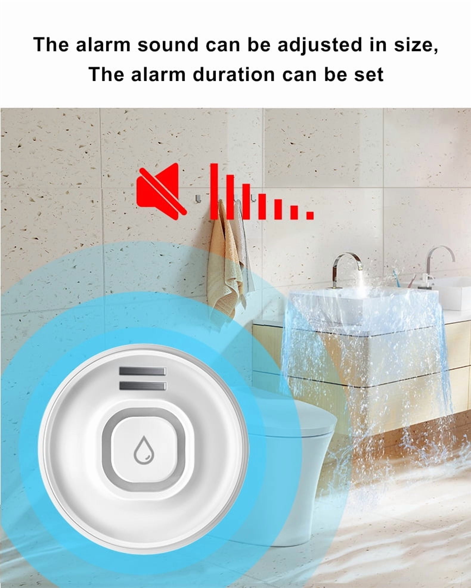 Smart Water Leak Detector, Water Leakage Alarm Kit: 1 Smart Siren + 2Leak Sensor, with App Alerts and 100dB Adjustable Sound, for Drip or Flooding in Kitchen Bathroom Basement (2.4G WiFi)