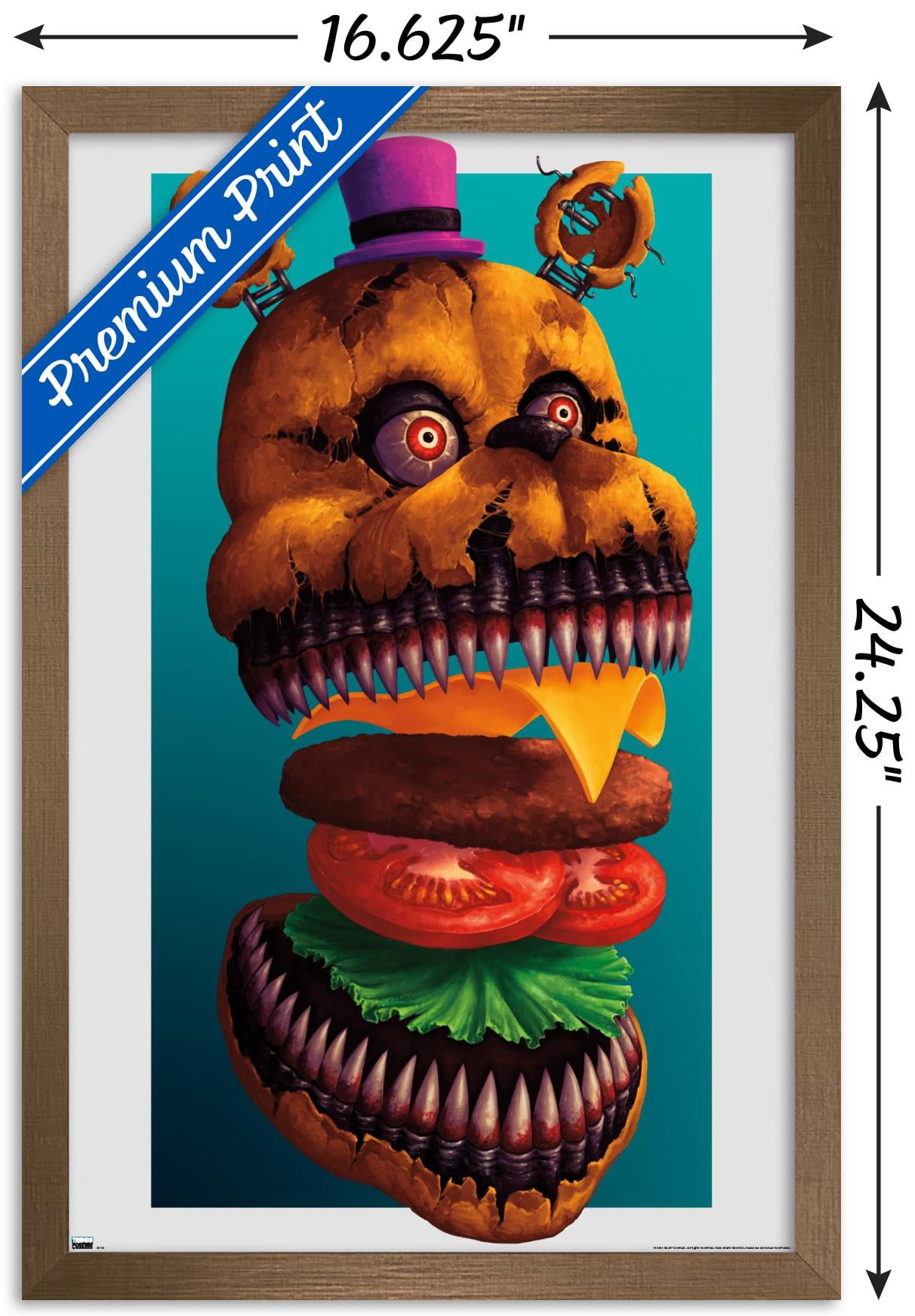 Five Nights at Freddy's - Burgers Wall Poster, 14.725" x 22.375" Framed