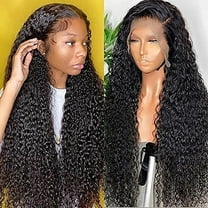 KeirineCC Deep Wave Human Hair Wigs Lace Front Wigs Human Hair Deep Wave Lace Frontal Cheap Human Hair Wigs Pre Plucked with Baby Hair Natural Black Color