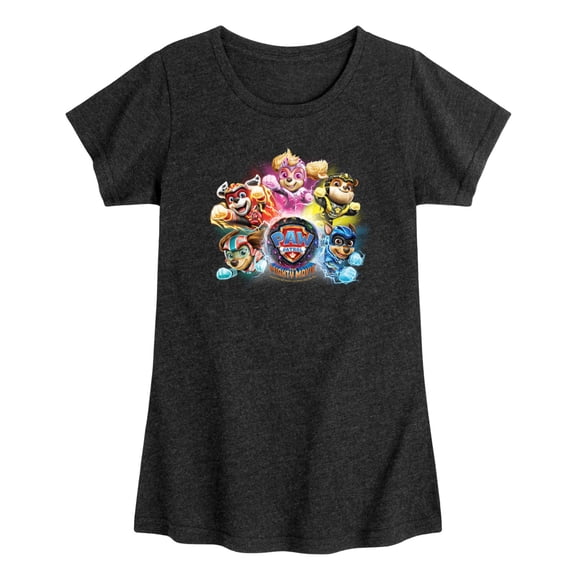 Paw Patrol - Mighty Movie Character Group - Toddler Girls Fitted Short Sleeve T-Shirt