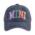thumbnail image 2 of MINI Trucker Hat Vintage Embroidered Adjustable Baseball Cap, Two-Tone Ponytail Hat Gifts for Mothers Day Outfits Blue One Size, 2 of 3