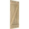 thumbnail image 3 of Ekena Millwork 19 1/2"W x 76"H Americraft Five Board (2 Batten) Exterior Real Wood Spaced Board-n-Batten Shutters w/ Z-Bar (Per Pair), Unfinished, 3 of 10