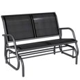 thumbnail image 1 of Patio Double Glider Bench Swing Chair Rocker Heavy-Duty Loveseat Outdoor Garden Rocking Bench Steel Frame Sling Fabric Seat Black, 1 of 7