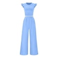 thumbnail image 3 of Gytharion 2 Piece Casual Outfits for Women Ruffled Short Sleeve Tops and High Waist Pleated Wide Leg Pants Summer Soild Color Sets, 3 of 3