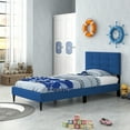 thumbnail image 4 of Gymax Twin Upholstered Platform Bed Mattress Foundation Button Tufted Headboard Blue, 4 of 10