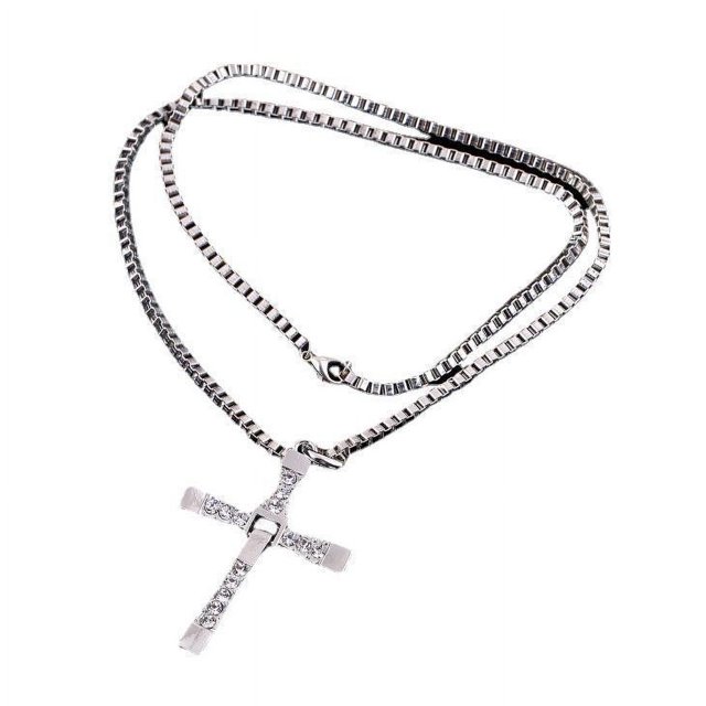 Collar de Cruz de acero inoxidable con incrustaciones de circonio, regalo para marido, familia y amigos