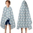 thumbnail image 3 of Blue Cartoon Unicorn Pattern Hooded Bath Towel，50"x30" for Ages 3 To 12 Kids, Quick Dry Lightweight Soft Microfiber Hood Beach Towel Cover Up for Kids, 3 of 7