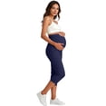 thumbnail image 7 of LJEFF Womens Maternity Capri Leggings with Pokey, Soft Highly Elastic Over Belly Design Abdominal Support Workout & Casual Pants for Womens Navy, 7 of 7