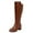 Brown PU 370, variant on Women's Extra Wide Calf Knee High Boots True Wide Width Chunky Heeled Boot Comfortable Plus Size Tall Long Gogo Boots for Women.