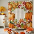 thumbnail image 3 of Shower Curtain 54"W x 78"L Autumn Thanksgiving Rustic Pumpkin Fabric Shower Curtains Set with Hooks Water Repellent Bathroom Curtains Machine Washable Bathroom Accessories, 3 of 6
