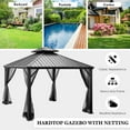 thumbnail image 5 of Costway 12ft x  10ft Hardtop Gazebo 2-tier Outdoor Galvanized Steel Canopy Grey, 5 of 11