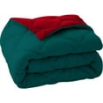 thumbnail image 7 of D.N.G. BEDDINGS 5 Piece Luxury Reversible Diamond Pattern Comforter Set Premium Super Soft, All Season 800 TC, 100% Egyptian Cotton Oversized Super King Size Teal/Red Solid Color, 7 of 7