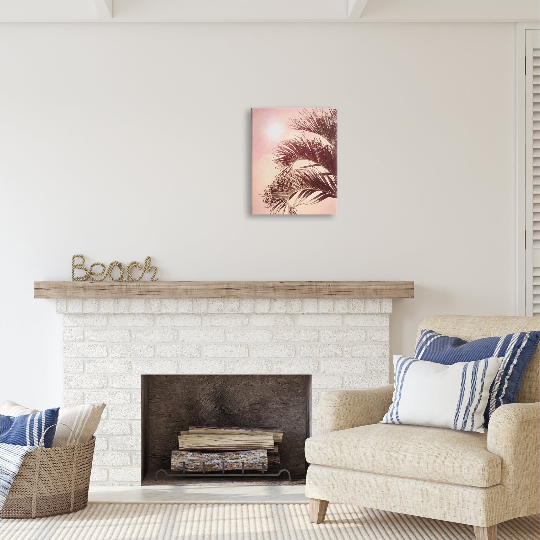 Stupell Industries Pink Sunlit Palm Fronds Botanical & Floral Photography Gallery Wrapped Canvas Print Wall Art, 16 x 20