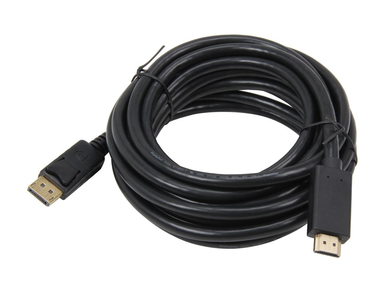 Nippon Labs DP-HDMI-15 15 ft. DP DisplayPort to HDMI Converter Cable Supporting VR / 3D / 4K, Black - DP to HDMI Adapter - (M/M)