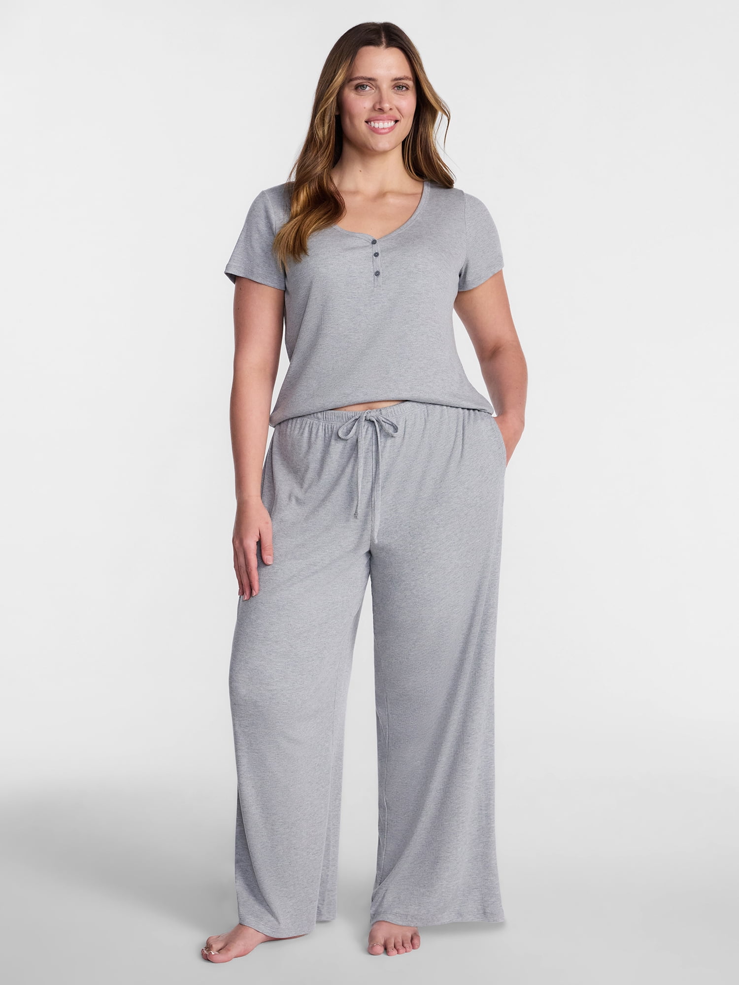 Joyspun Women’s Modal Blend Ribbed Sleep Pants, 29'' Inseam, Sizes XS-3X
