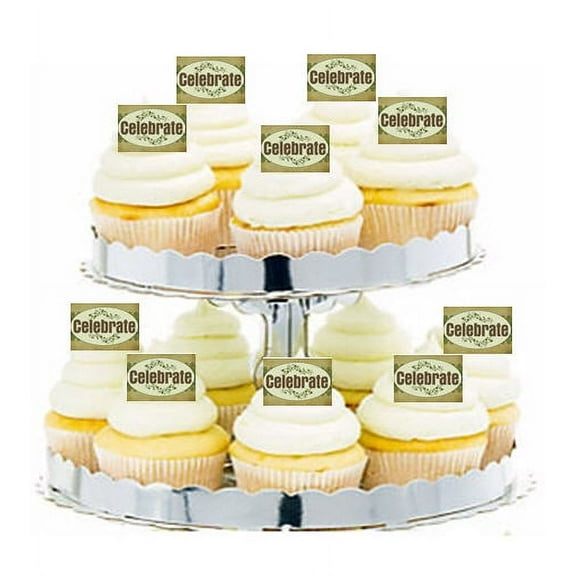 24pk Vintage Chic Celebrate Edible Cupcake Decoration Topper Picks