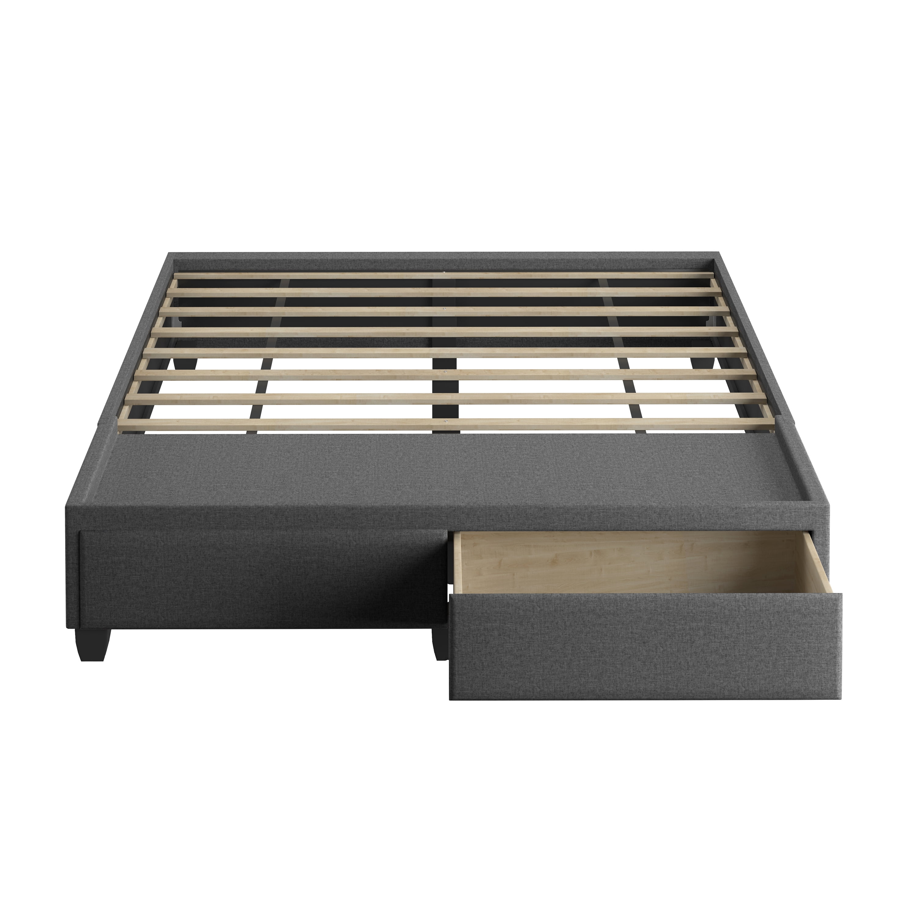 Boyd Sleep Modena Upholstered Linen Platform Storage Bed, Full, Charcoal