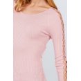 thumbnail image 4 of Long Sleeve W/strappy Detail Round Neck Rib Sweater Top, 4 of 5