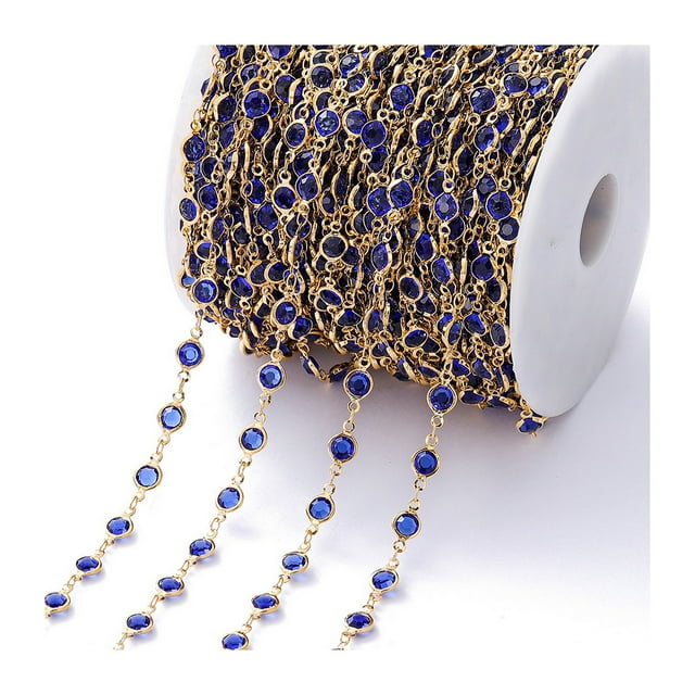 Visland Zircon Chain DIY Bracelet Necklace Making Rhinestone Jewelry Chain Shiny Copper Chain for Craft Supplies